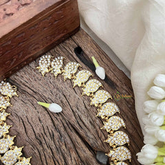 Vriksham Manga & Leaf Style Pendant Short Neckpiece-25 Right Manga-White-G21163