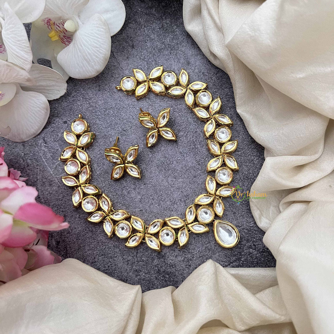 Vriksham Designer Floral Design Gold Plated Kundan Neckpiece-G20369