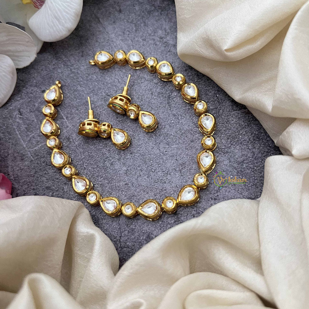 Vriksham Simple Look Pear & Round Design Gold Plated Kundan Neckpiece-G20371