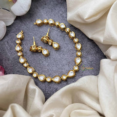 Vriksham Simple Look Pear & Round Design Gold Plated Kundan Neckpiece-G20371
