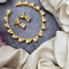 Vriksham Esthetic Crystal Geometric Design Gold Plated Kundan Neckpiece-G20372