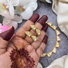 Vriksham Esthetic Crystal Geometric Design Gold Plated Kundan Neckpiece-G20372