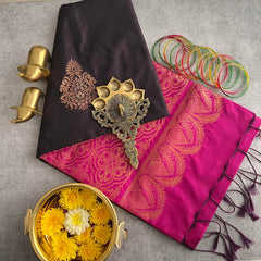 Dark Purple Color Soft Silk Saree-VS3942