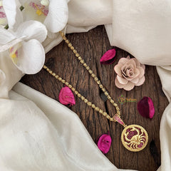 Vriksham Gold-Plated Scorpion Symbol Ruby Accents Pendant Chain Neckpiece-G19609