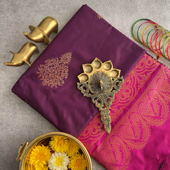 Grape Wine Color Soft Silk Saree-VS3945