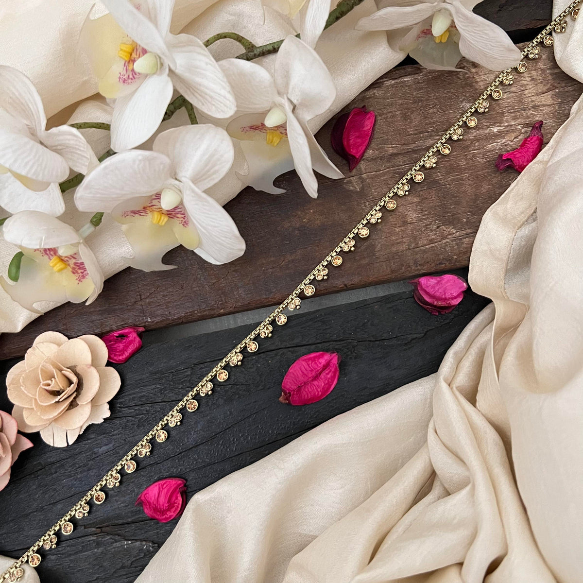 Vriksham Premium Gold-Tone Tiny Round Charms Style Hip Chian-G22414