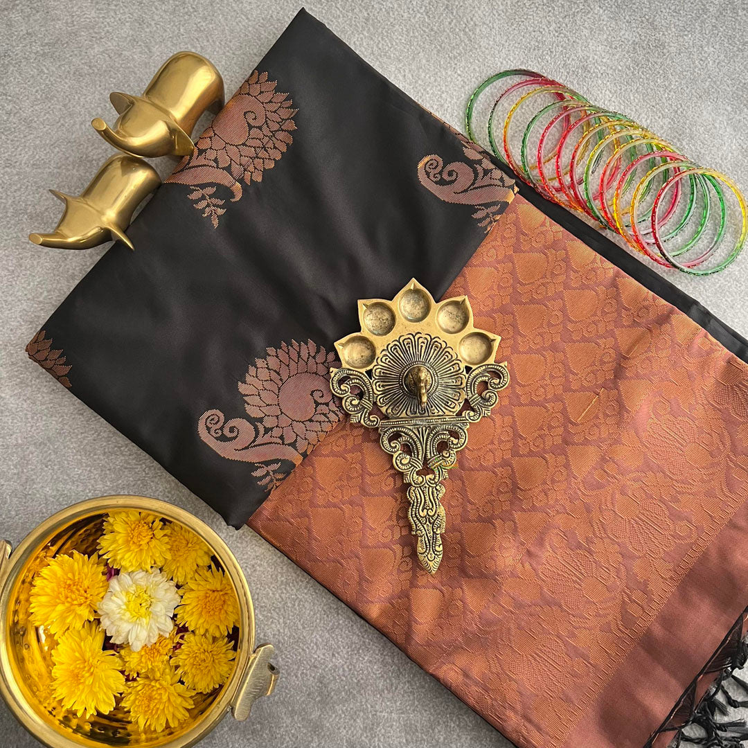 Black Soft Silk Saree-VS3944