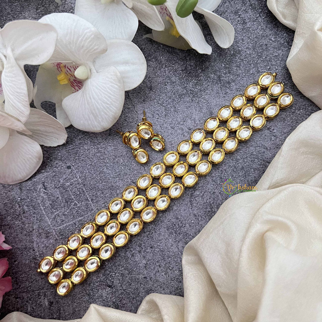 Vriksham Festive Kundan 3 Oval Style With Gold-Toned Choker-G20366