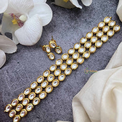 Vriksham Festive Kundan 3 Oval Style With Gold-Toned Choker-G20366