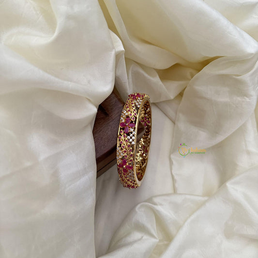 Designer Gold Alike AD Stone Floral Kada Bangle-G14967