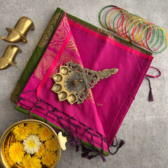 Olive Green Soft Silk Saree-VS3949