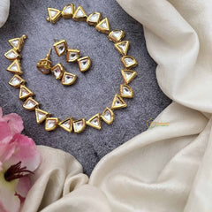 Vriksham Minimalist Triangle Design Gold Plated Kundan Neckpiece-G20370