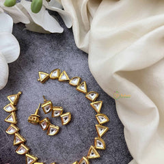 Vriksham Minimalist Triangle Design Gold Plated Kundan Neckpiece-G20370