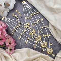 Vriksham Butterfly Bliss Multi Strand Kundan 5-Lada Pearl Long Neckpiece-G20375
