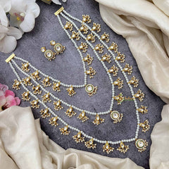 Vriksham Opulent Charm Golden Grace 3-Lada Pearl Long Neckpiece-G20376