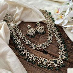 Exquisite 2 Layer Victorian Diamond Long Neckpiece-Green-VV1668