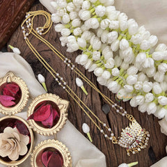 Vriksham Minimalist Lotus Style Pendant 2 Layer Pearl With Gold Plated Mala-White Red-G21173