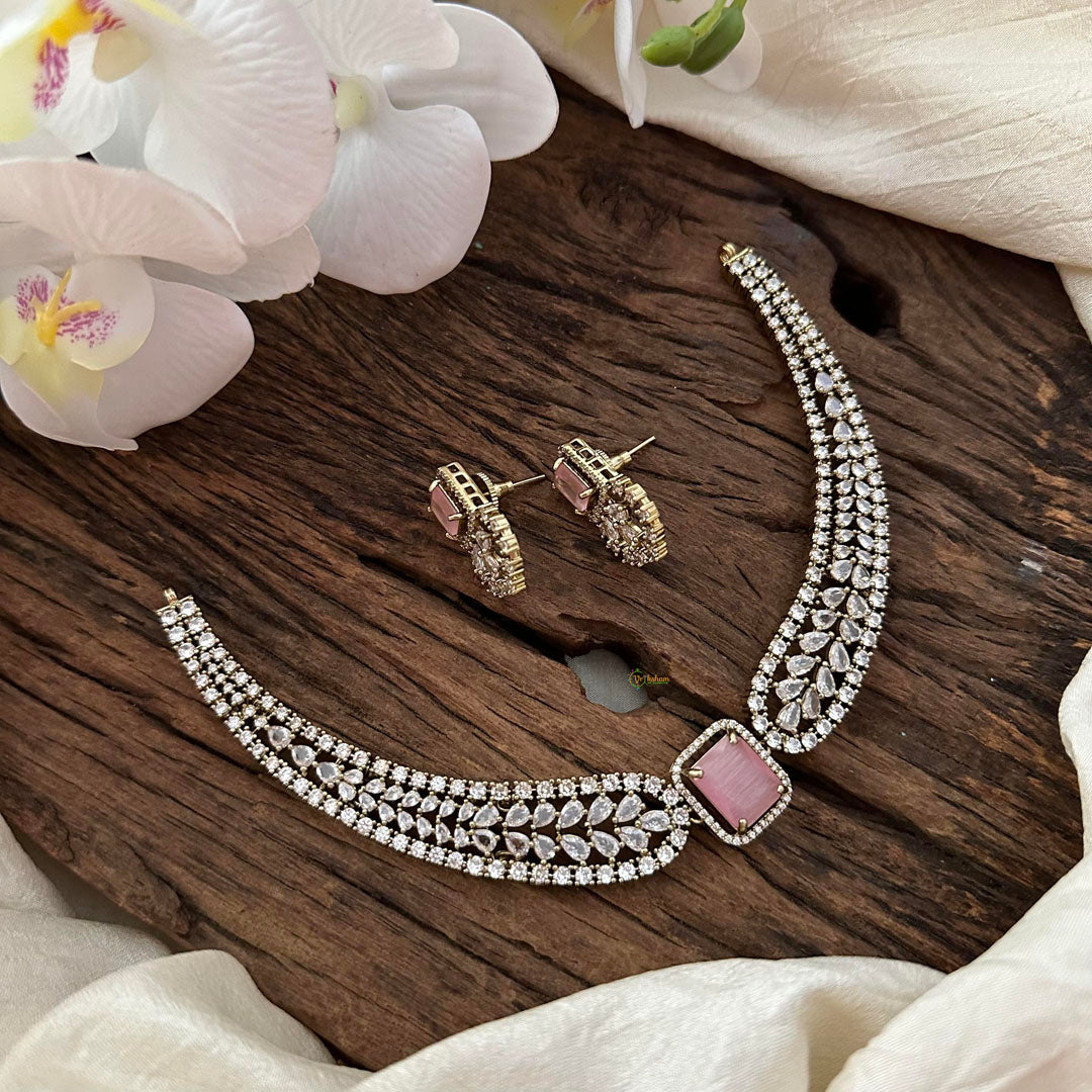 Trendy Victorian Diamond Choker-Pastel Pink-VV1680