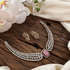 Trendy Victorian Diamond Choker-Pastel Pink-VV1680