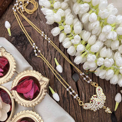 Vriksham Butterfly Style Pendant 2 Layer Pearl With Gold Plated Mala-White Red-G21181