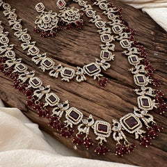 Exquisite 2 Layer Victorian Diamond Long Neckpiece-Red-VV1670