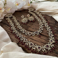 Exquisite 2 Layer Victorian Diamond Long Neckpiece-Red-VV1670