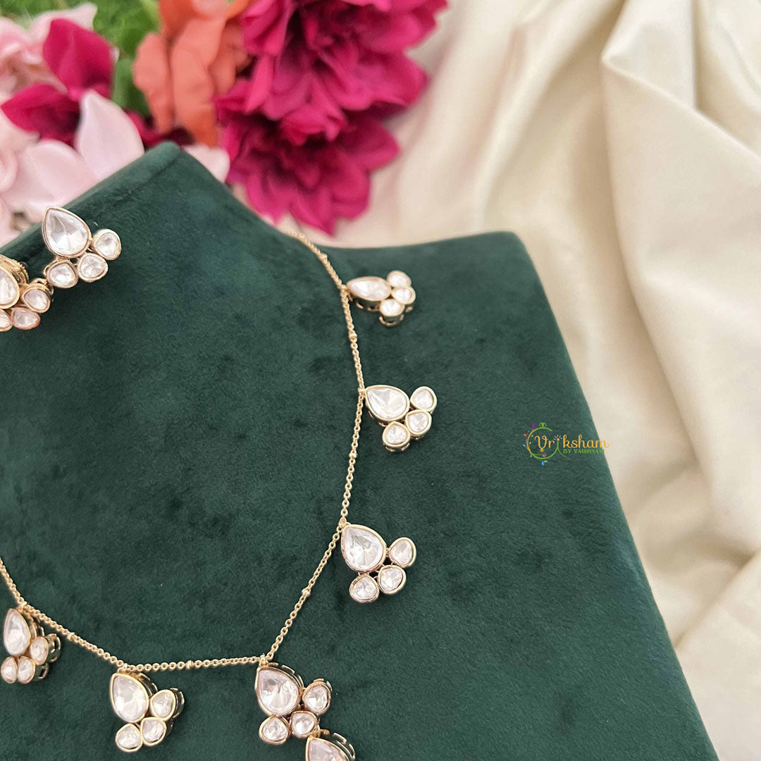 Vriksham Delicate Kundan Pearl Drop With Lightweight Chain Neckpiece-G20377