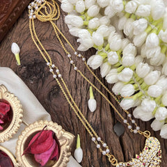 Vriksham Peacock Style Pendant 2 Layer Pearl With Gold Plated Mala-White Red Green-G21178