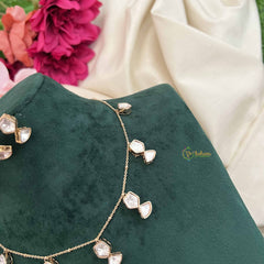 Vriksham Modern Geometric Kundan With Chic White Stone Drops Neckpiece-G20378