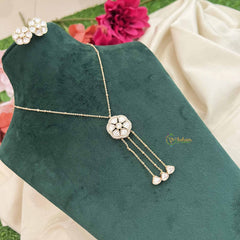 Vriksham Floral Kundan Tassel Pendant Necklace With Elegant Drop Design Neckpiece-G20379