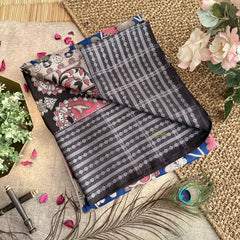 Vriksham Blue Kalamkari Saree with Kanchi Border-VS4210