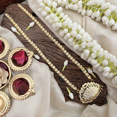 Vriksham Elegant Lotus White Coted Leaf Style Pendant Heart Layer Gold Plated Mala-G21186