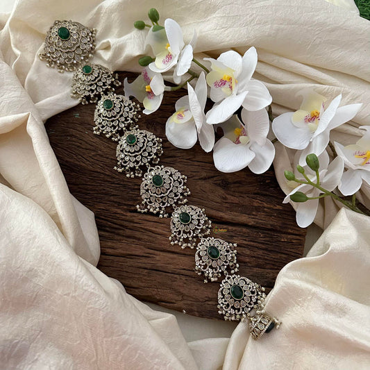 Precious Victorian Diamond Bridal Jada Billai-Hair Accessory-Green-Pearl-VV1655