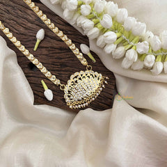 Vriksham Elegant Lotus White Coted Leaf Style Pendant Heart Layer Gold Plated Mala-G21186