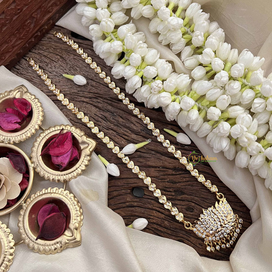 Vriksham Premium Lotus White Coted Style Pendant Heart Layer Gold Plated Mala-G21187