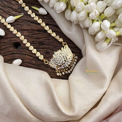 Vriksham Premium Lotus White Coted Style Pendant Heart Layer Gold Plated Mala-G21187