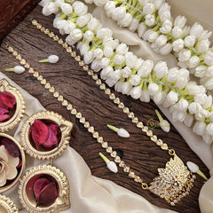 Vriksham Elegant Lotus White Trio Style Pendant Heart Layer Gold Plated Mala-G21185