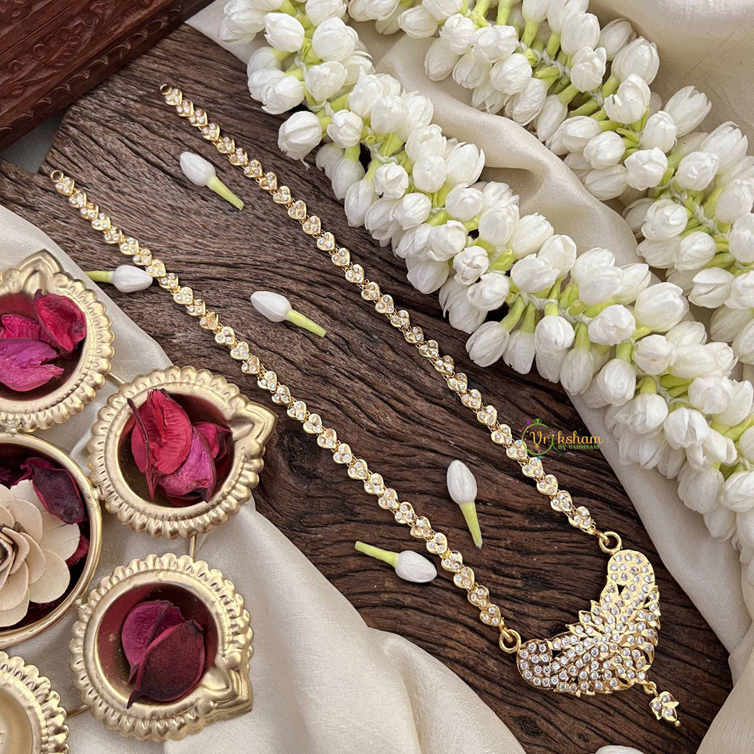 Vriksham Classic White Trio Style Pendant Heart Layer Gold Plated Mala-G21184