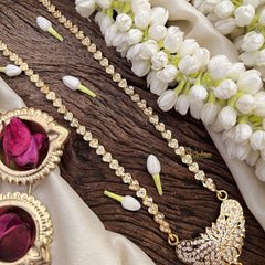 Vriksham Classic White Trio Style Pendant Heart Layer Gold Plated Mala-G21184