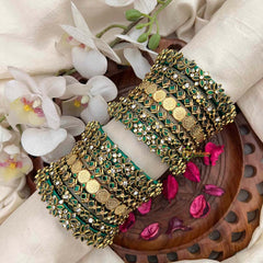 Vriksham Traditional Green Silk Thread & Lakshmi Coin Bangle Silk Bangles Set-G21741