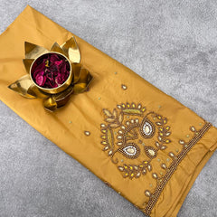 Premium Aari Work Golden Color Blouse-VS3968