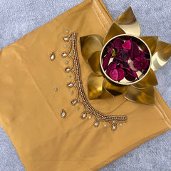 Premium Aari Work Golden Color Blouse-VS3968