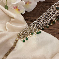 Elegant Victorian Diamond Bridal Hip Chain-Green Bead-Tilak-VV1722