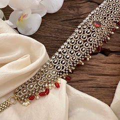 Elegant Victorian Diamond Bridal Hip Chain-Red Bead-Tilak-VV1723