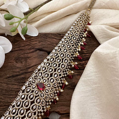 Elegant Victorian Diamond Bridal Hip Chain-Red Bead-Tilak-VV1723