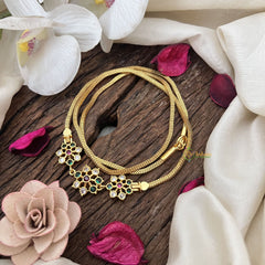 Vriksham Floral Elegance – Lightweight Moggapu Gold Chain-White Red & Green-G19566