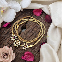 Vriksham Floral Elegance – Lightweight Moggapu Gold Chain-White Red-G19565