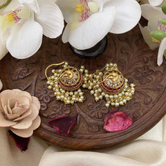 Vriksham Red & White Stone Hook Earring-Guttapusalu-G16638