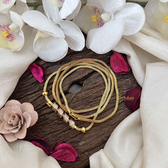 Vriksham Traditional Rollon Daily Wear Gold Chain  Mogappu Chain-Red Green-G19548