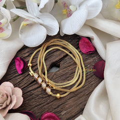 Vriksham Traditional Rollon Daily Wear Gold Chain  Mogappu Chain-Red Green-G19548